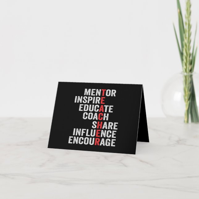 Mentor Inspire Educate Coach Share Influence Dad  Thank You Card (Front)