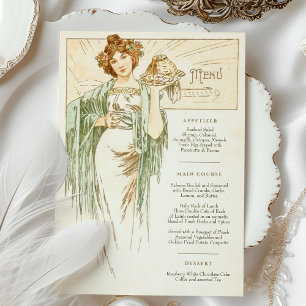 Menu Art Nouveau Wedding Dinner by Mucha Invitation