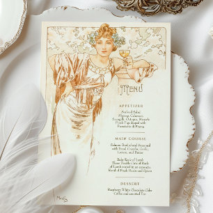 Menu Art Nouveau Wedding Dinner by Mucha Invitation
