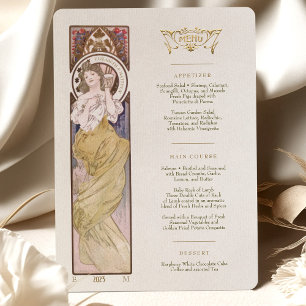 Menu Art Nouveau Wedding Dinner by Mucha Invitation