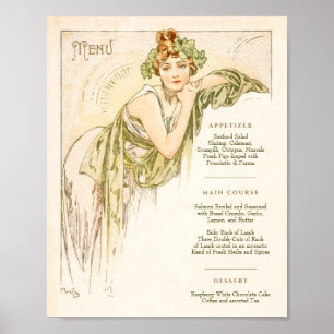Menu Art Nouveau Wedding Dinner by Mucha Poster