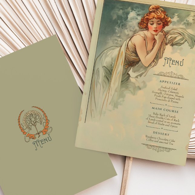 Menu Art Nouveau Wedding Dinner Invitation (Creator Uploaded)