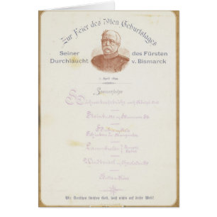 Menu at Prince von Bismarcks Cards