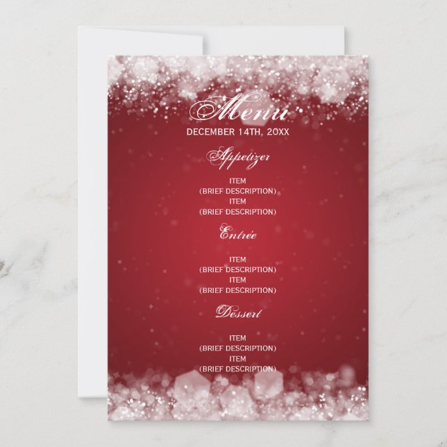 Menu Baby Shower Night Sparkle Red Invitation (Front)