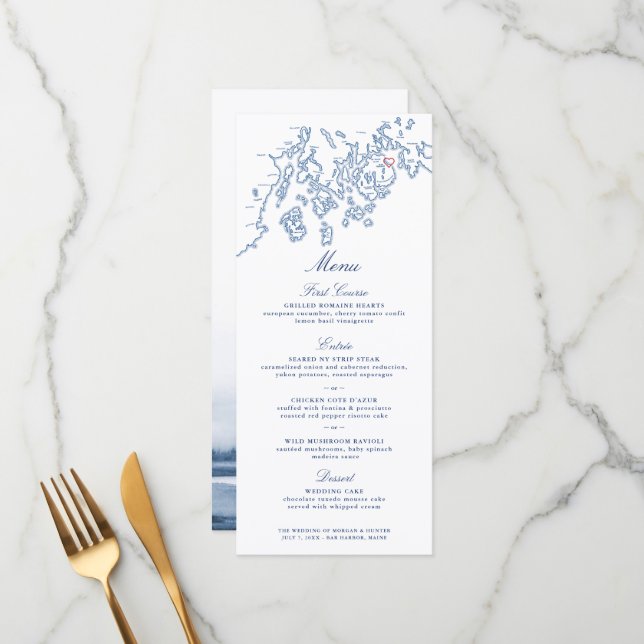 Menu - Bar Harbor Maine Penobscot Bay Map (Front/Back In Situ)