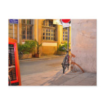 Menu, Bicycle, Shadow France outside a restaurant