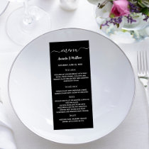 Menu black and white wedding