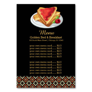 Menu Breakfast Table Number