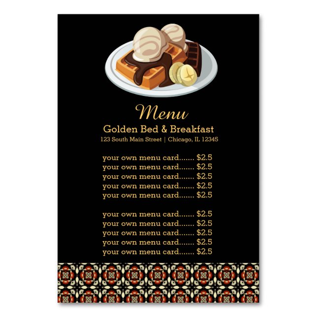 Menu Breakfast Table Number (Front)