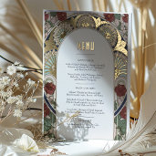 Menu Card Burgundy Gold Art Nouveau Mucha