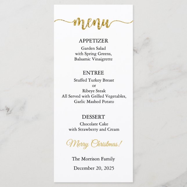 Menu Card, Christmas Menu, Dinner, Lunch (Front)