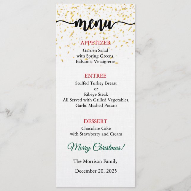 Menu Card, Christmas Menu, Dinner, Lunch Invitation (Front)
