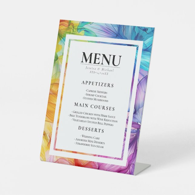 MENU card Ethereal Bloom Pedestal Sign (Front)