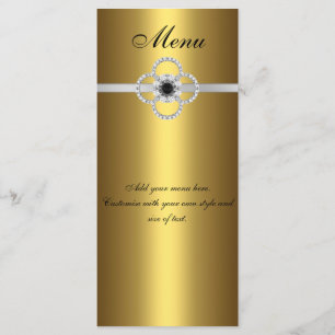 Menu Card Gold Black Silver Diamond Jewel
