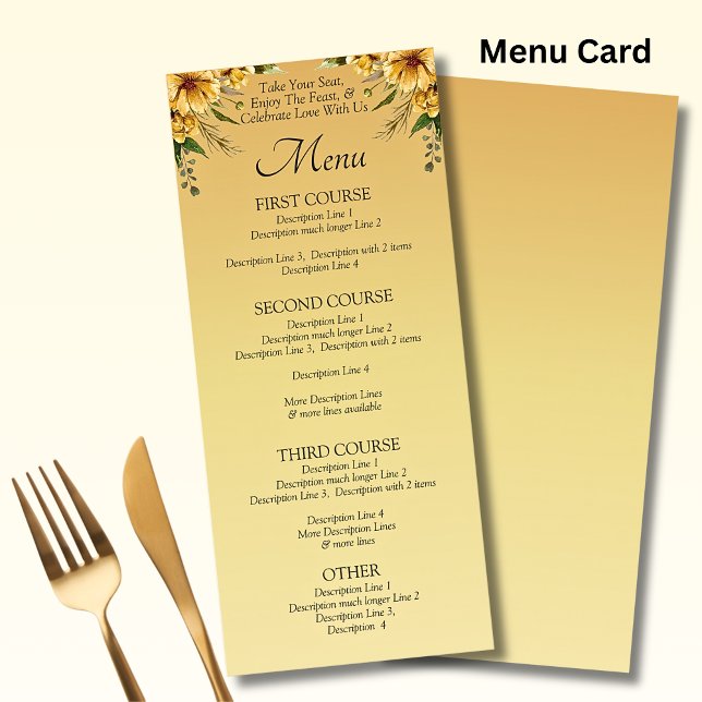 Menu Card - Golden Yellow Flowers (Creator Uploaded)