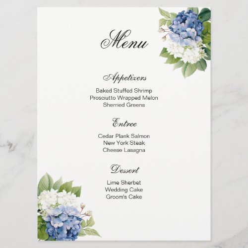 Menu Card-Hydrangea