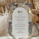 Menu Card Navy Blue Gold Art Nouveau Mucha