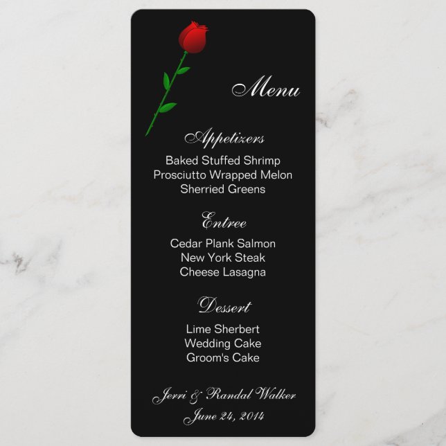 Menu Card Red Rose (Front)