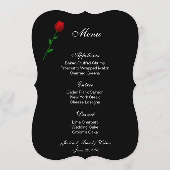 Menu Card Red Rose (Front)
