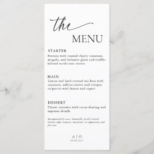 Menu Card Wedding, Elegant Dinner Menu, Minimalist