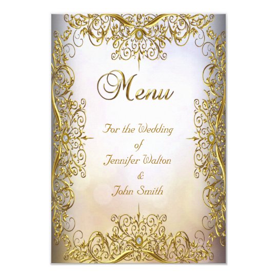 Menu Card Wedding Elegant Elite White Gold | Zazzle.com