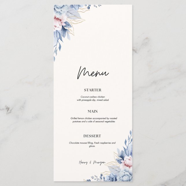 menu card wedding  Flat Food Menu (Front)