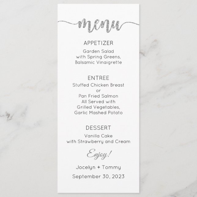 Menu Card, Wedding Menu, Dinner, Lunch (Front)
