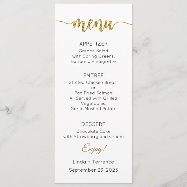 Menu Card, Wedding Menu, Dinner, Lunch (Front)