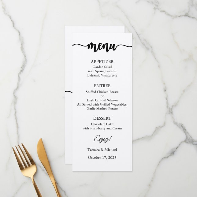 Menu Card, Wedding Menu, Dinner, Lunch (Front/Back In Situ)