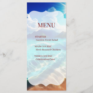 Menu Card Wedding Tropical Beach Scalloped