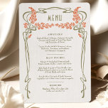 Menu Card Wedding Vintage Minimalist Art Nouveau<br><div class="desc">Menu Card in Art Nouveau style for your vintage-themed wedding in a floral, romantic, and whimsical design. Classic flourishes complement classic art deco fonts. Please enter your custom information, and you're done. If you wish to change the design further, click the blue "Customize It" button. Thank you so much for...</div>