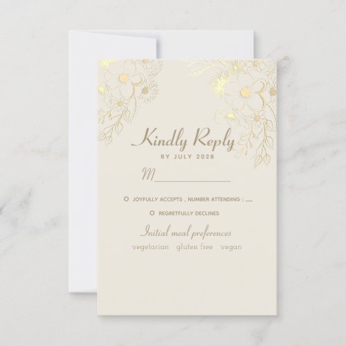 Menu Choice Gold Wedding RSVP Card