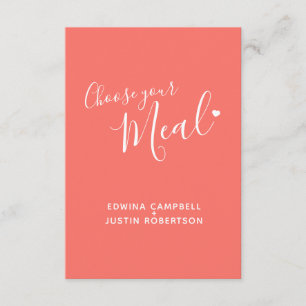 Menu choice meal options script text living coral