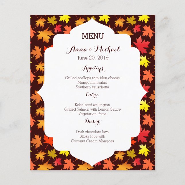 MENU Colors of Autumn Wedding (Front)