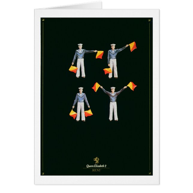 Menu cover from aboard the QE2 (colour litho) Cards (Front)