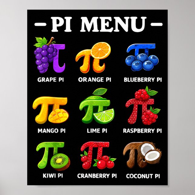 Menu day 3,14 math teacher symbol funny pie pun  poster (Front)