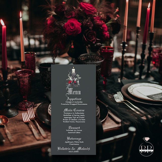 Menu Elegant Goth Floral Crimson Rose Candle (Creator Uploaded)