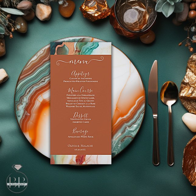 Menu Elegant Modern Abstract Agate Terracotta (Creator Uploaded)