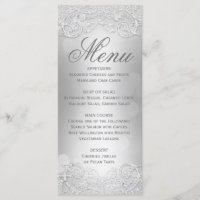Menu Elegant Silver Faux Glitter