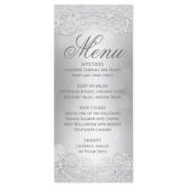 Menu Elegant Silver Faux Glitter