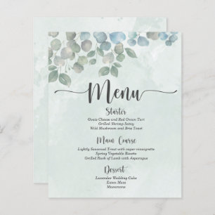 Menu Eucalyptus sage green watercolor