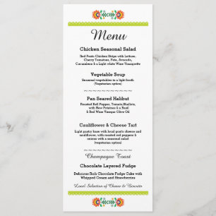 Menu Fiesta Party Mexican Wedding Lime Reception