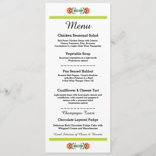Menu Fiesta Party Mexican Wedding Lime Reception Zazzle Menu Fiesta Party Mexican Wedding Lime Reception