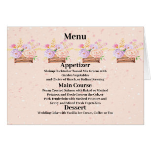 Menu for Peach Rustic Floral Wedding Cards