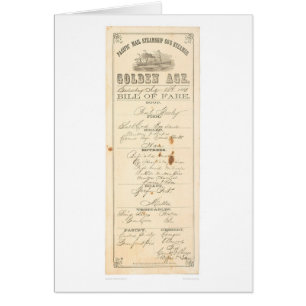 Menu for Steamer "Golden Age" (1276A) Cards