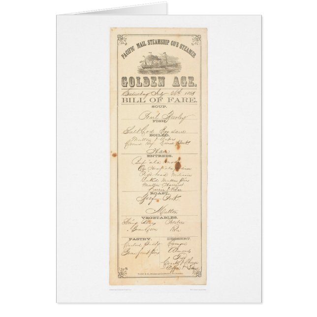 Menu for Steamer "Golden Age" (1276A) Cards (Front)
