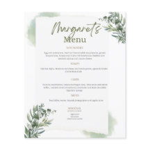 Menu for weddings and birthdays