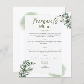 Menu for weddings and birthdays