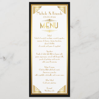 Menu Friends,menu meeting,great Gatsby,white,gold