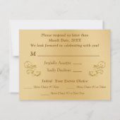 Menu Gold RSVP Cards for 50th Wedding Anniversary (Back)
